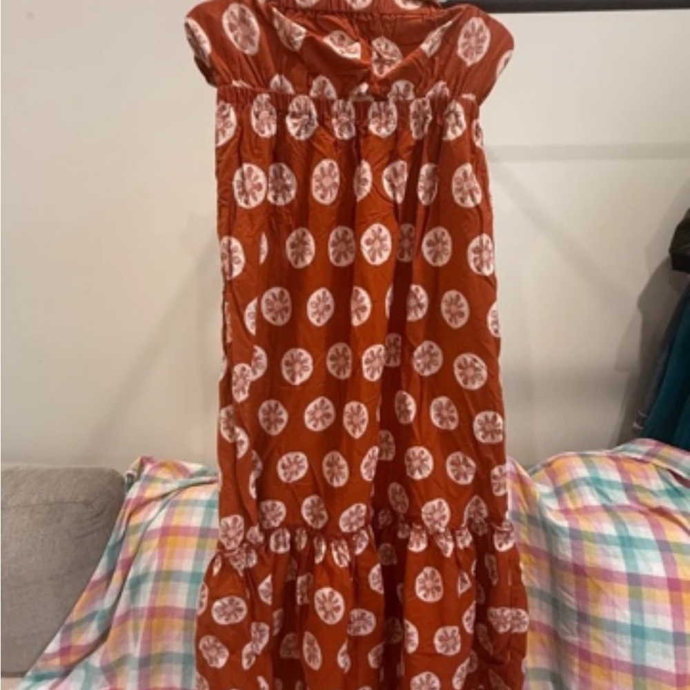 Free People Girls Rust Orange Strapless Printed Sundress